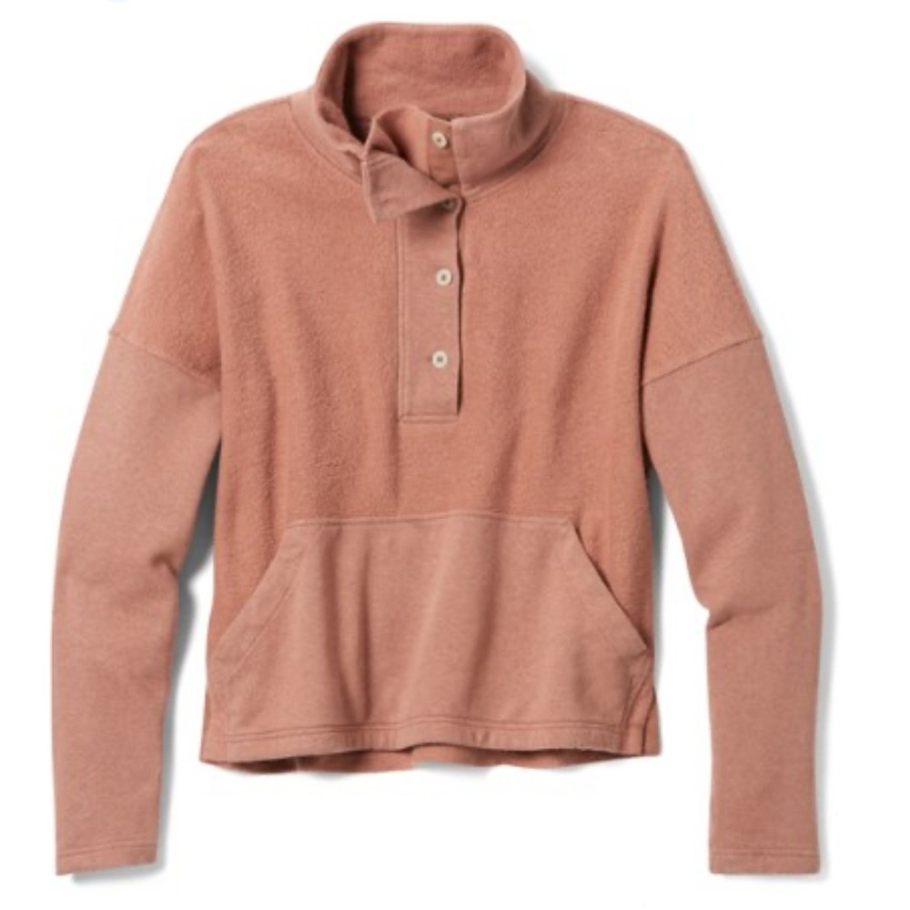 REI Cooperative Terry Cloth Mock Neck Pullover Sweatshirt Rust Size Medium